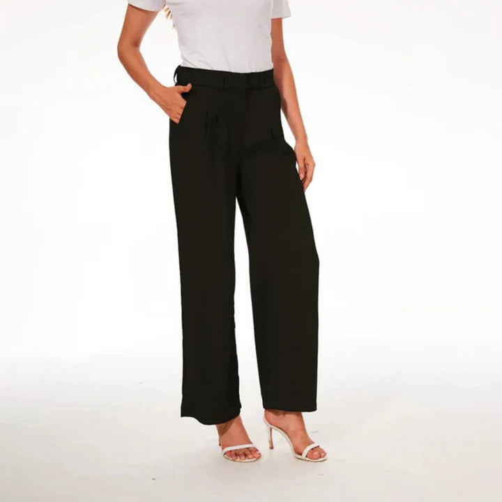 Pantalon Femme Taille Haute À Jambe Large Confortable Coupe Décontractée Pour Travail Loisirs
