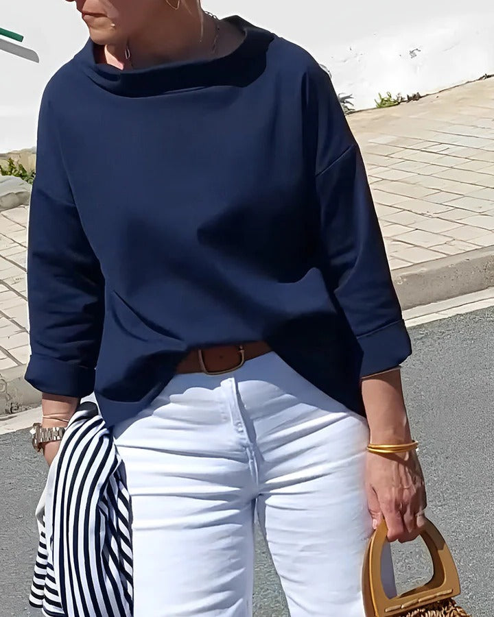 Top Femme Manches Longues Élégant Avec Col Haut Amawinc Pour Bureau Et Sorties Décontractées