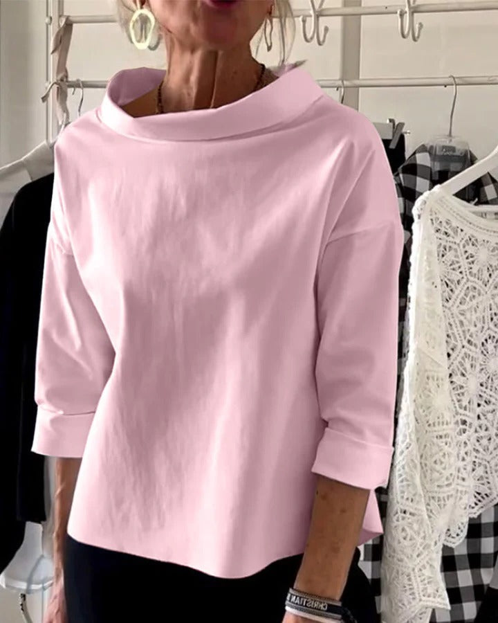 Top Femme Manches Longues Élégant Avec Col Haut Amawinc Pour Bureau Et Sorties Décontractées