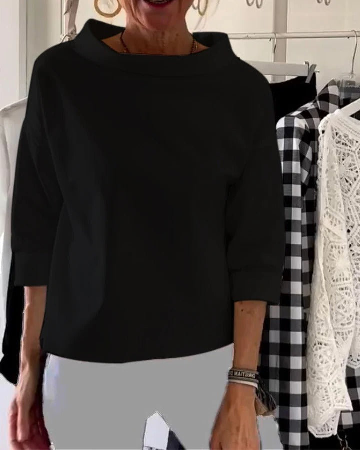 Top Femme Manches Longues Élégant Avec Col Haut Amawinc Pour Bureau Et Sorties Décontractées