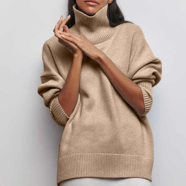 Pull Col Roulé Décontracté Pour Femmes En Maille Douce Et Confortable Polyvalent Avec Jeans Ou Jupes