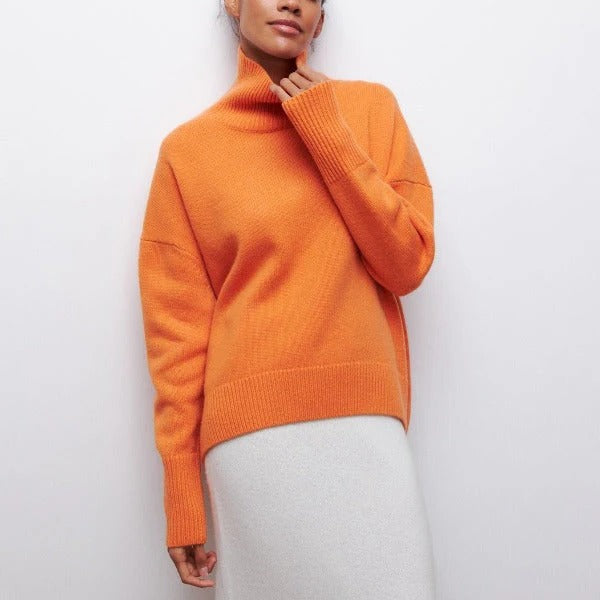 Pull Col Roulé Décontracté Pour Femmes En Maille Douce Et Confortable Polyvalent Avec Jeans Ou Jupes