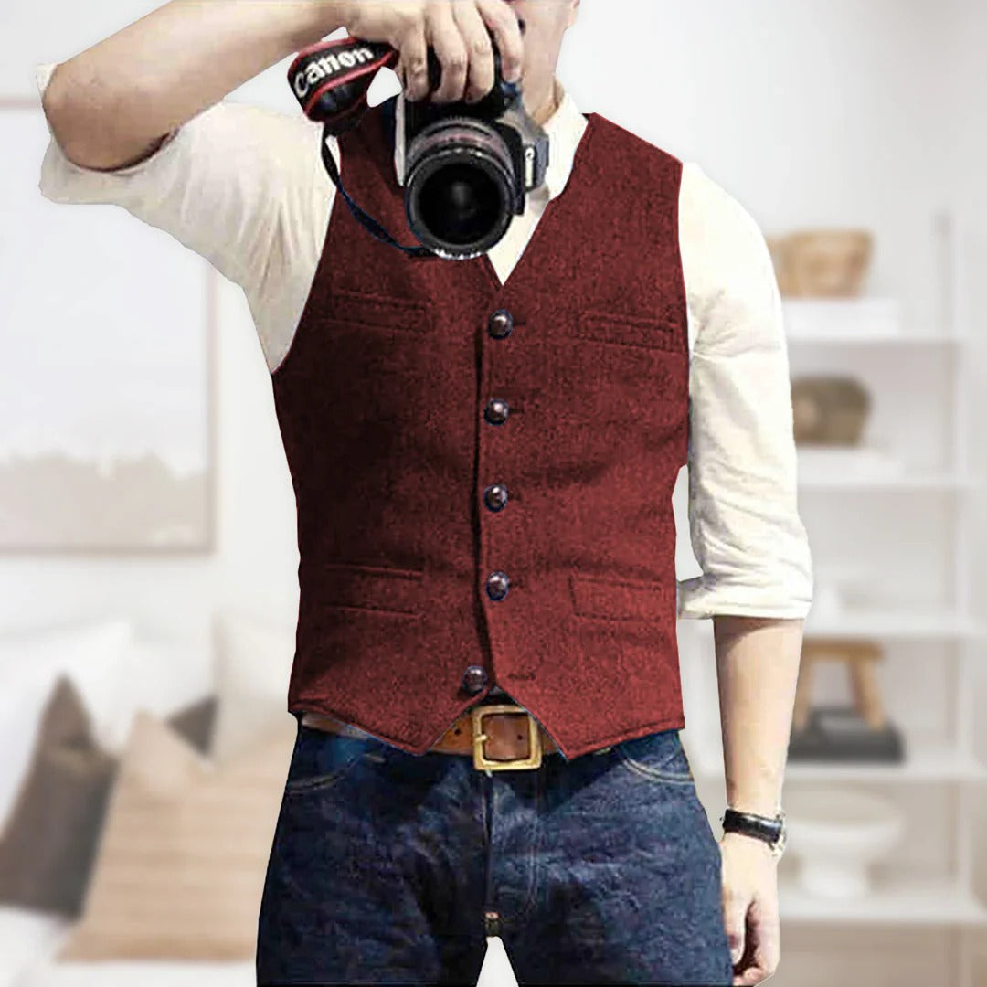 Gilet Sans Manches Vintage En Denim Boutonné Devant Pour Une Superposition Moderne