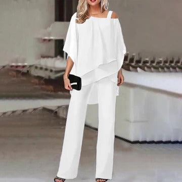 Ensemble Deux Pièces Élégant Avec Design Épaules Dévoilées Pour Femme Polyvalent Jour Et Nuit