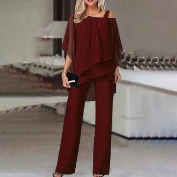 Ensemble Deux Pièces Élégant Avec Design Épaules Dévoilées Pour Femme Polyvalent Jour Et Nuit