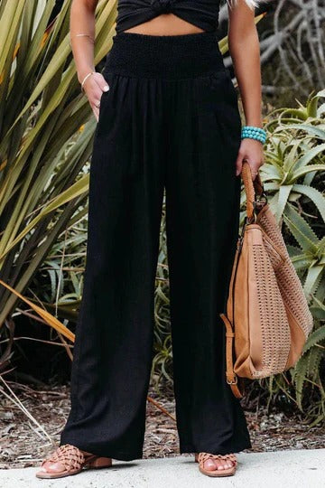 Pantalon Taille Haute À Jambe Large Élégant Confort Polyvalent Pour Look Chic Quotidien Ou Tenue De Bureau