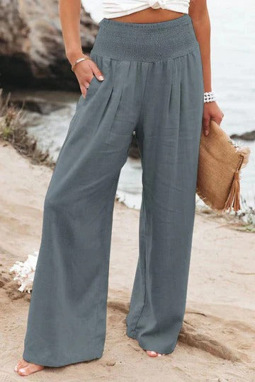 Pantalon Taille Haute À Jambe Large Élégant Confort Polyvalent Pour Look Chic Quotidien Ou Tenue De Bureau