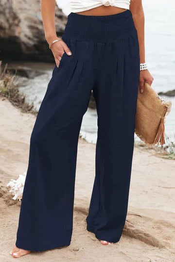 Pantalon Taille Haute À Jambe Large Élégant Confort Polyvalent Pour Look Chic Quotidien Ou Tenue De Bureau