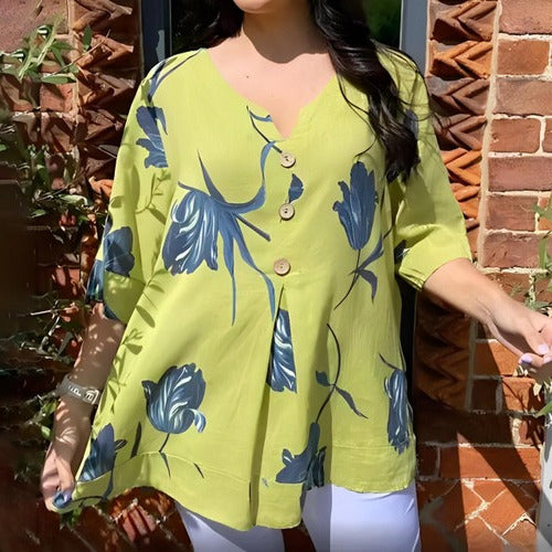 Blouse Fluide à Col en V à Motifs Floraux Pour le Quotidien Confortable et Chic Élégante
