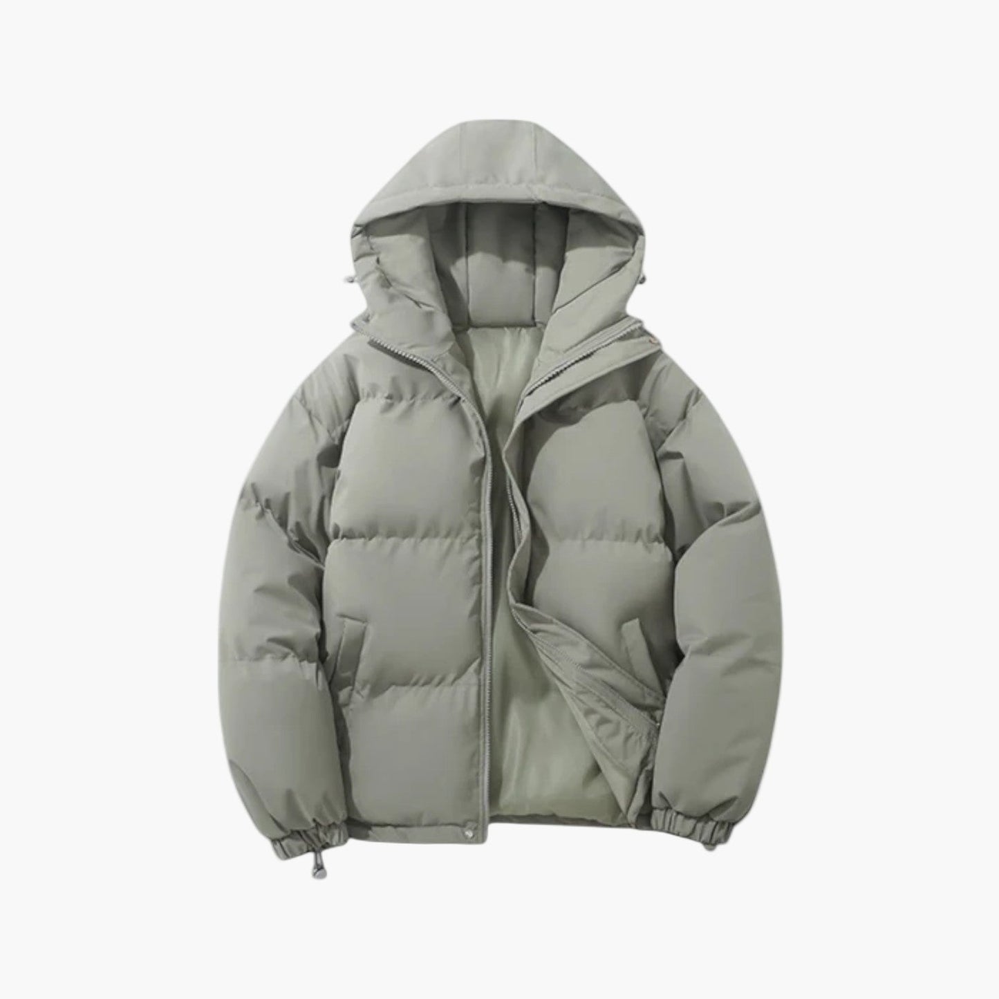 Veste Matelassée Homme À Capuche Zip Beige Amawinc Chaude Et Légère Pour L'Hiver