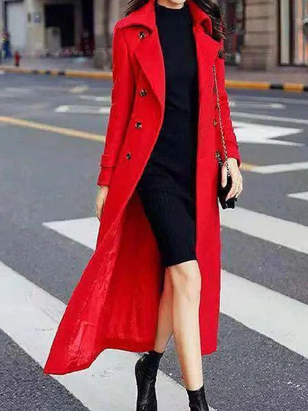 Manteau Long Hiver Pour Femme Avec Ceinture Ajustable Et Col Revers Élégant Pour Plus De Style Et Confort