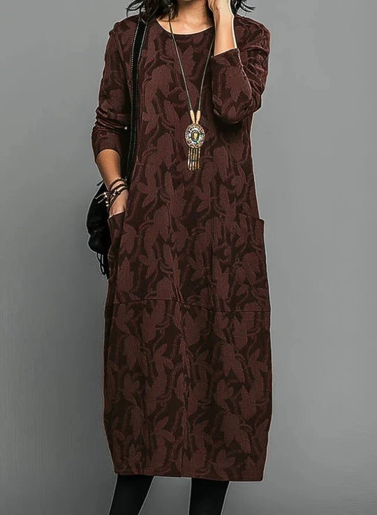 Robe D'Hiver Pour Femmes Avec Col Rond Chic Et Polyvalente Parfaite Pour Tenues Quotidiennes En Hiver