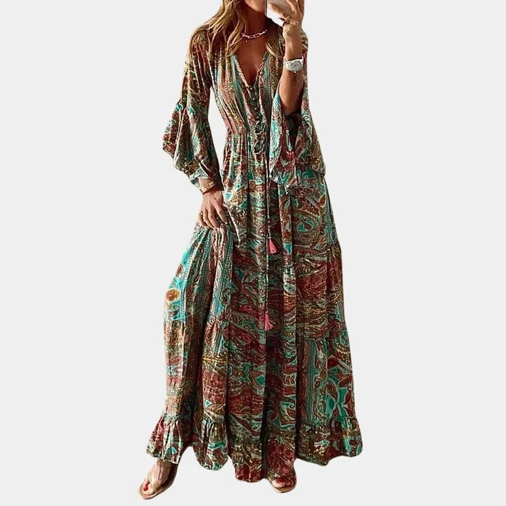 Robe Longue Femme Bohème Confortable Idéale Tous Jours Occasions Décontractées Semi Formelles
