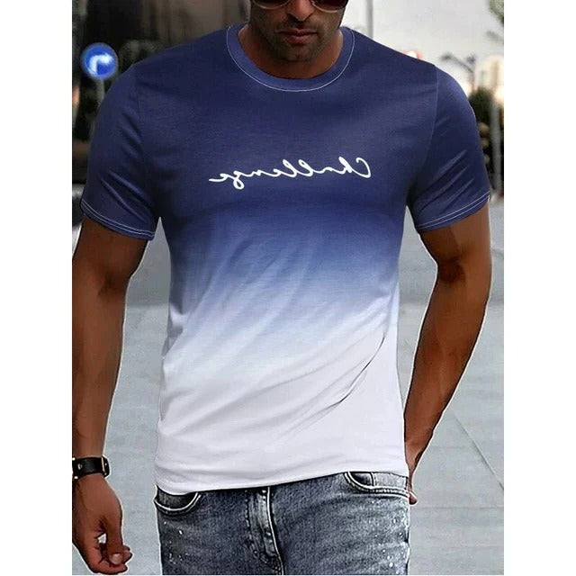 Amawinc T Shirt Homme Dégradé Manche Courte Noir Vers Rouge Ombre Pour Style Quotidien Moderne