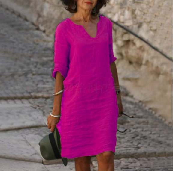 Robe Midi Décontractée Pour Femme Ample Taylor Amawinc Silhouette Relax Col Doux Confortable