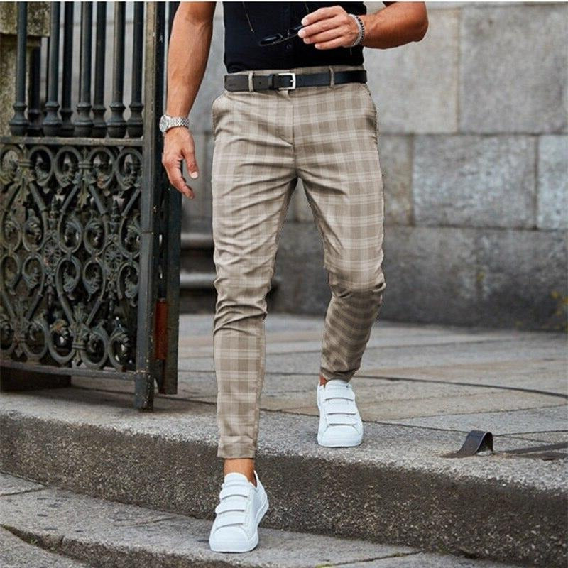 Pantalon Homme À Carreaux Amawinc Moderne Confortable Pour Tenue Décontractée Et Semi Formel