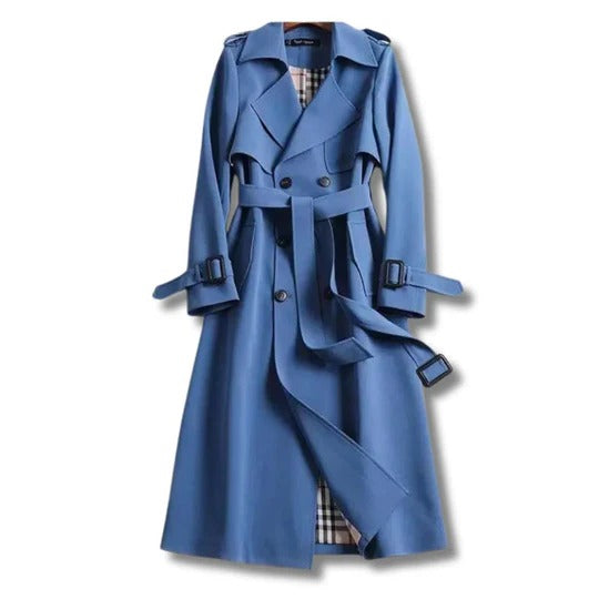 Manteau Trench Long Imperméable Pour Temps Froids À Taille Ajustable Et Poignets Réglables