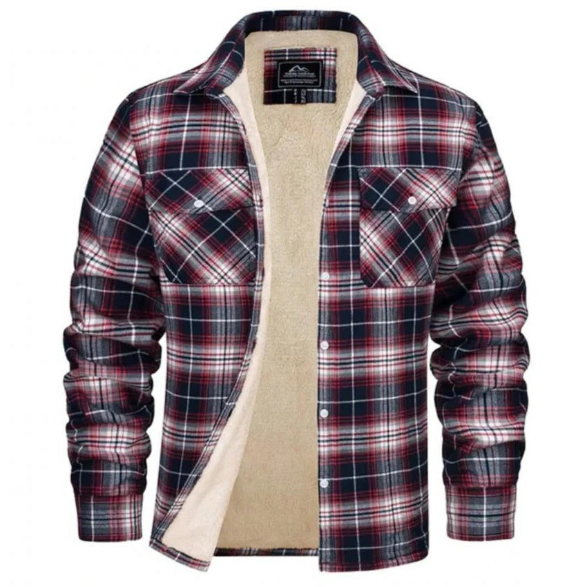 Chemise Homme À Carreaux Noir Et Blanc En Flanelle Doublée Polaire À Manches Longues Boutonnée Devant