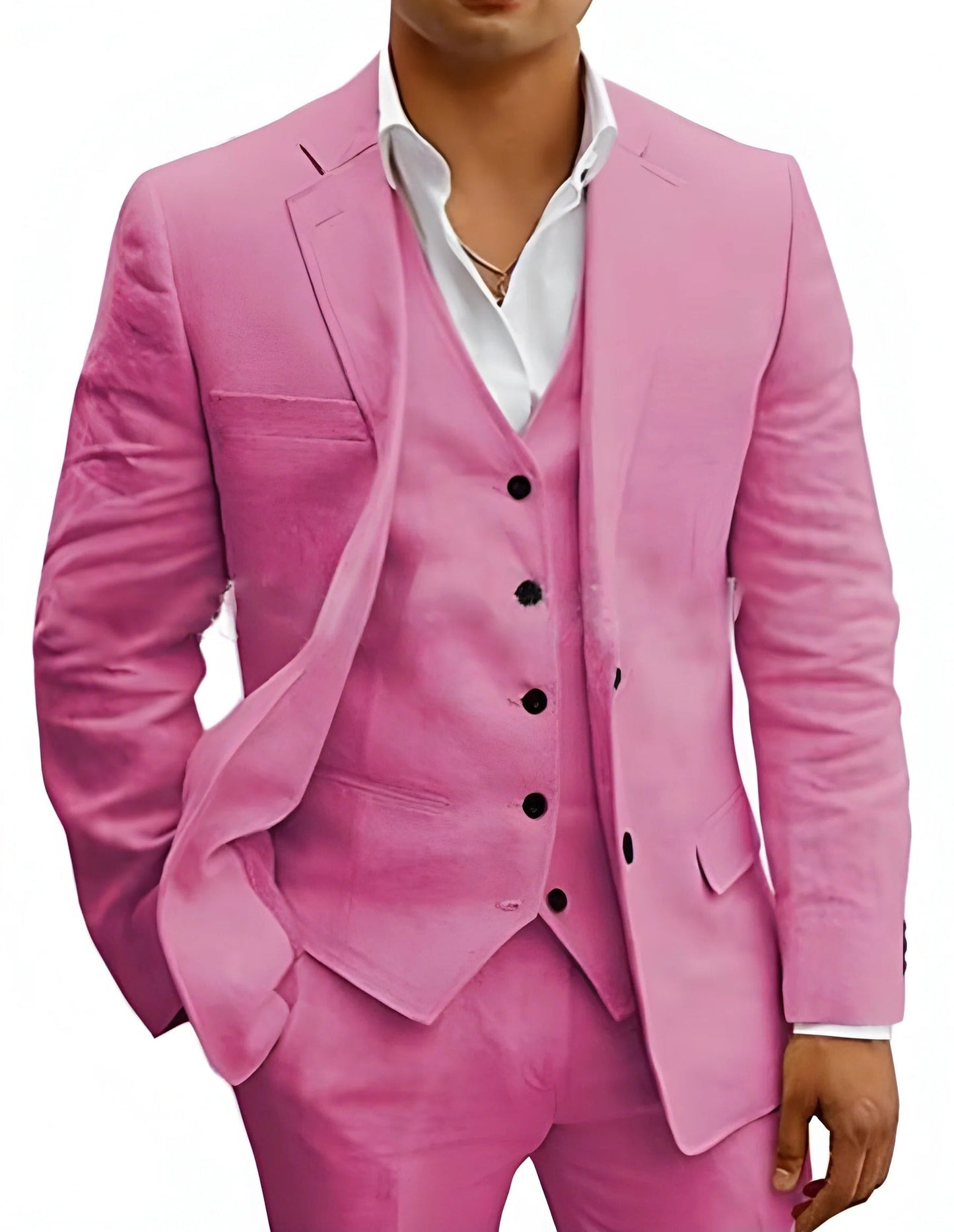 Costume Homme Trois Pièces Léger Été Pour Mariages Fêtes Plage Veste Gilet Pantalon