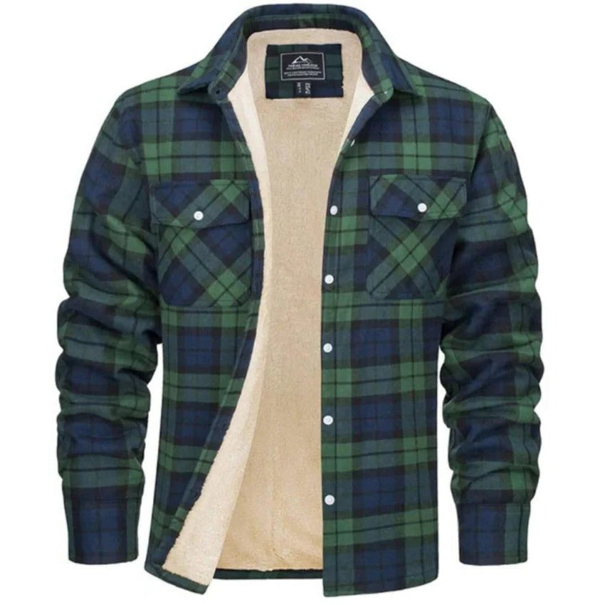 Chemise Homme À Carreaux Noir Et Blanc En Flanelle Doublée Polaire À Manches Longues Boutonnée Devant