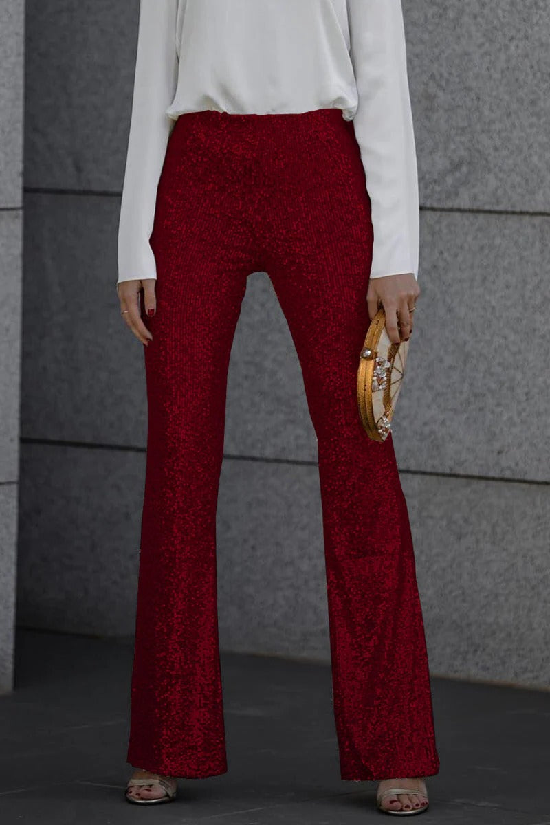 Pantalon À Sequins Slim Fit Avec Longueur Intégrale Pour Soirée Éblouissante Et Confortable