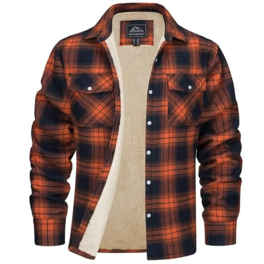 Chemise Homme À Carreaux Noir Et Blanc En Flanelle Doublée Polaire À Manches Longues Boutonnée Devant