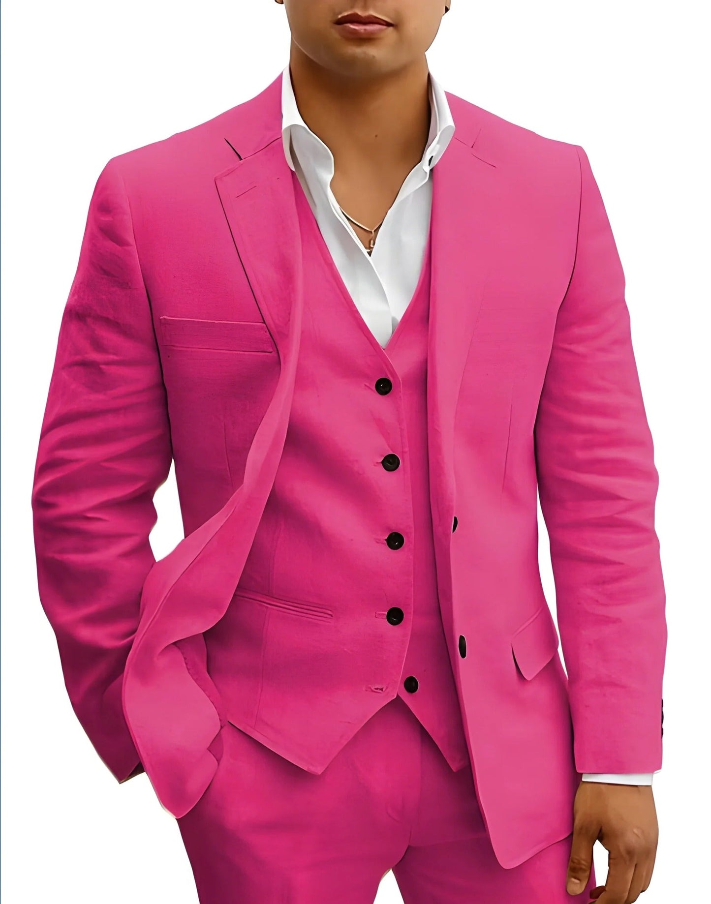 Costume Homme Trois Pièces Léger Été Pour Mariages Fêtes Plage Veste Gilet Pantalon