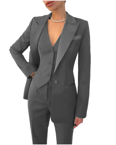 Ensemble Trois Pièces Pour Femmes Avec Blazer Élégant Gilet Et Pantalon Tailleur Pour Toutes Les Saisons