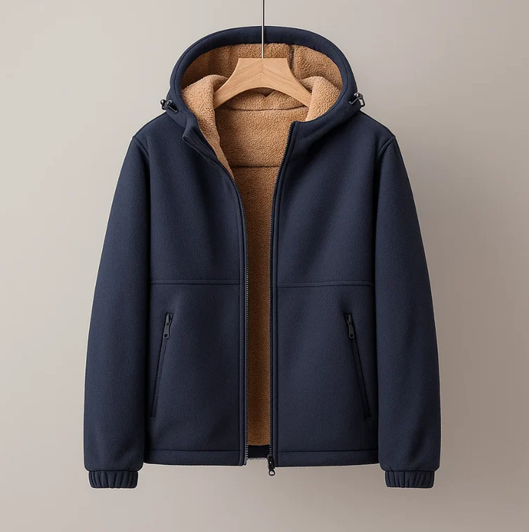 Veste À Capuche En Polaire Moro Pour Homme Avec Doublure En Cachemire Et Extérieur Structuré En Couleur Caramel