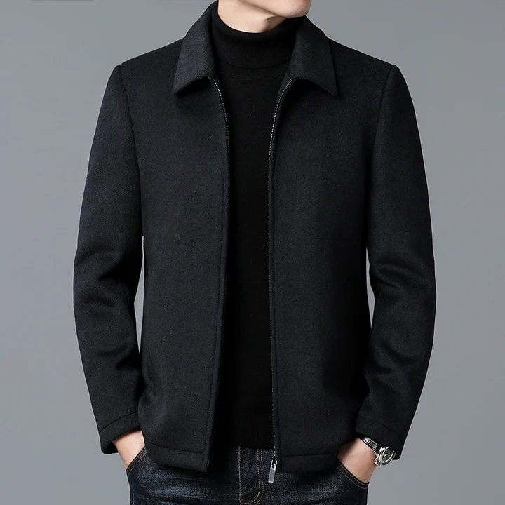 Veste en Laine Mornay pour Hommes Style Minimaliste Moderne Coupe Structurée Détails Zip Subtils
