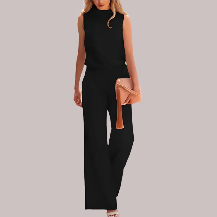 Combinaison Sans Manches Pour Femme À Silhouette Structurée Avec Ceinture Réglable Et Pantalon Large