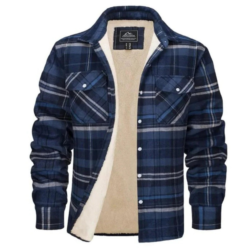 Chemise Homme À Carreaux Noir Et Blanc En Flanelle Doublée Polaire À Manches Longues Boutonnée Devant