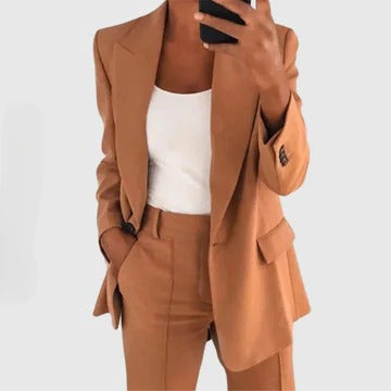 Ensemble Veste Tailleur Pour Femme Et Pantalon Ajusté Pour Un Look Professionnel Confortable