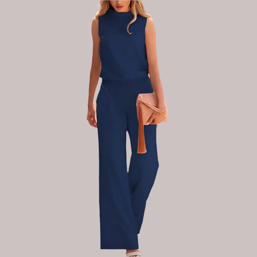 Combinaison Sans Manches Pour Femme À Silhouette Structurée Avec Ceinture Réglable Et Pantalon Large