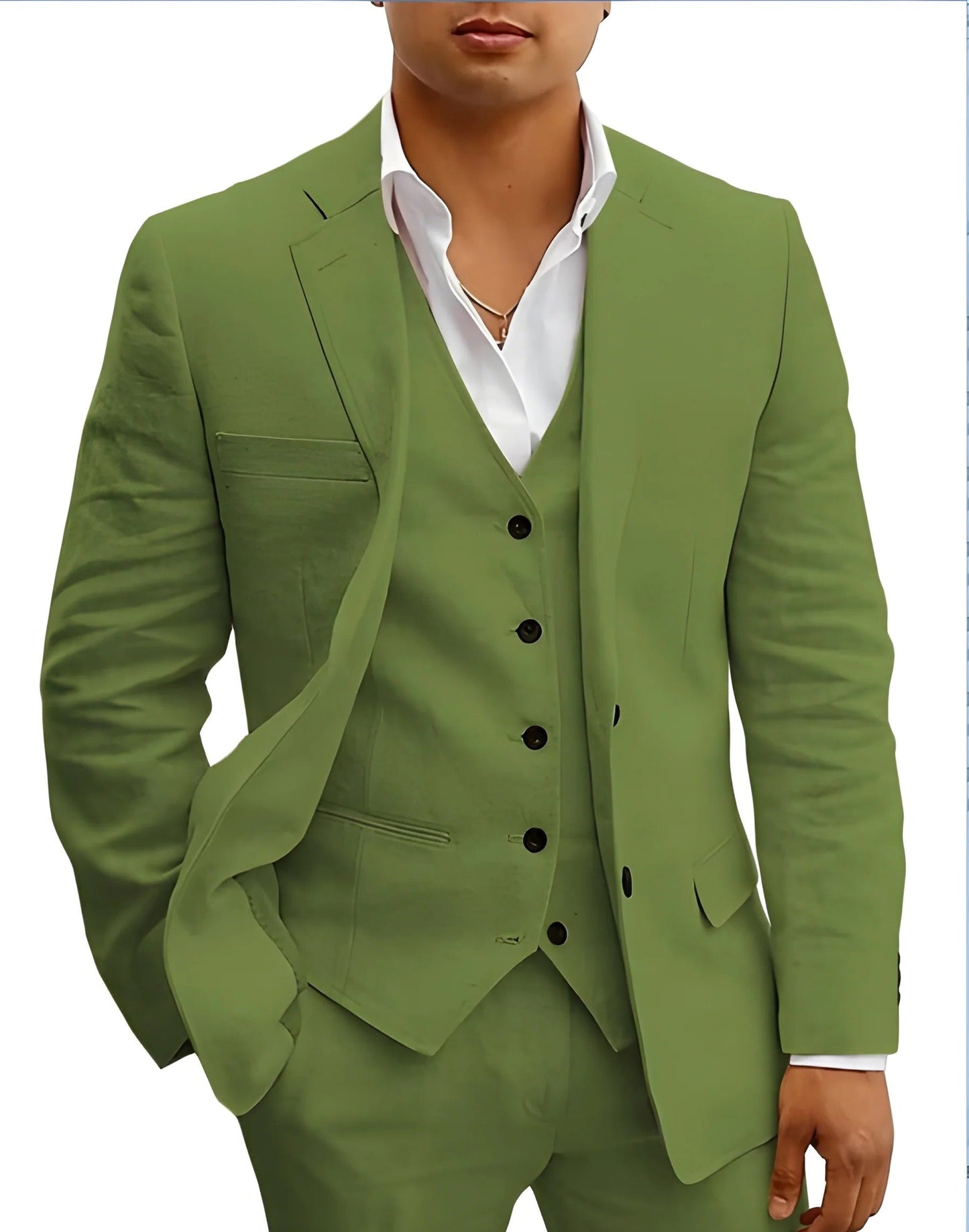 Costume Homme Trois Pièces Léger Été Pour Mariages Fêtes Plage Veste Gilet Pantalon