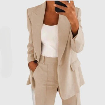 Ensemble Veste Tailleur Pour Femme Et Pantalon Ajusté Pour Un Look Professionnel Confortable
