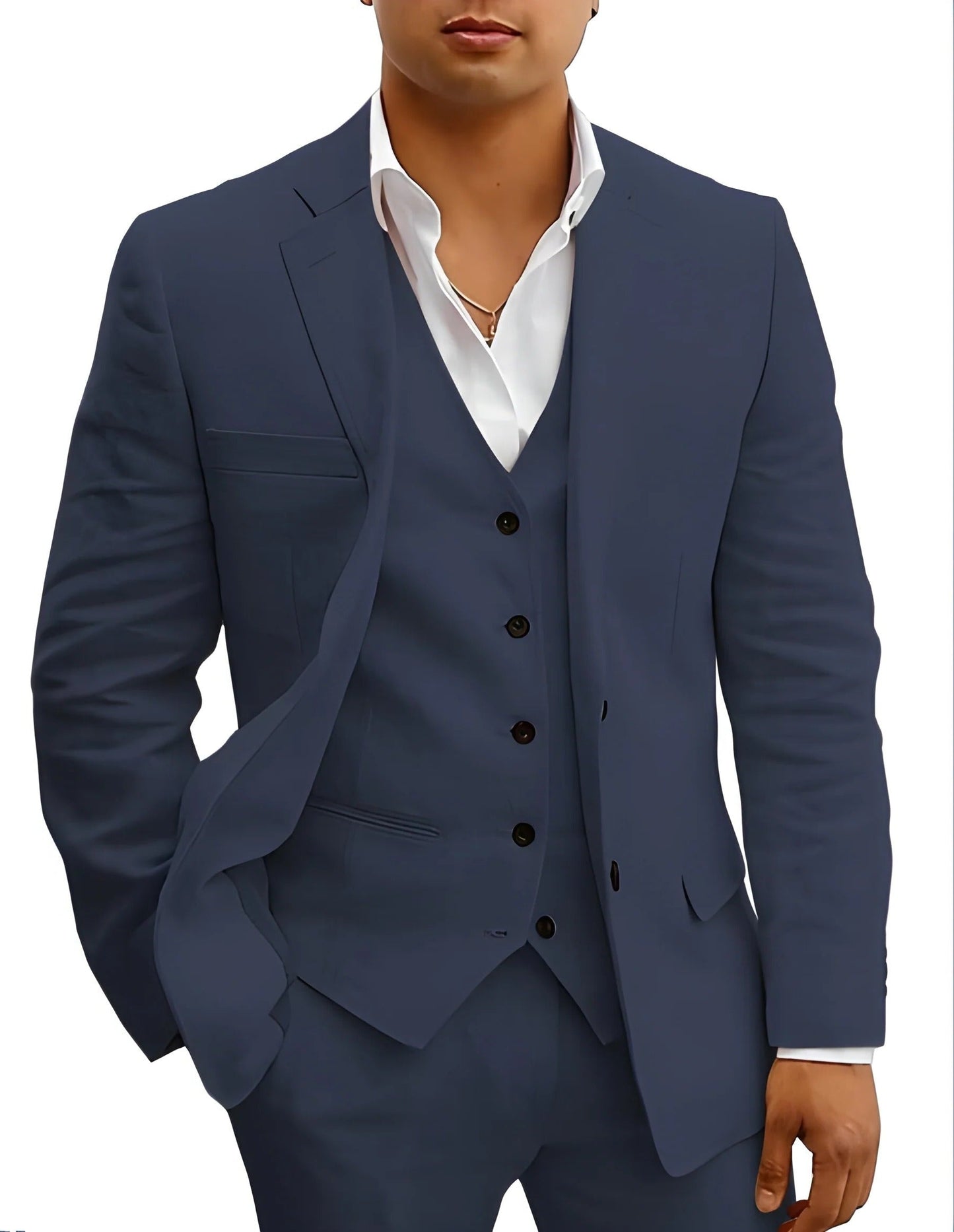 Costume Homme Trois Pièces Léger Été Pour Mariages Fêtes Plage Veste Gilet Pantalon