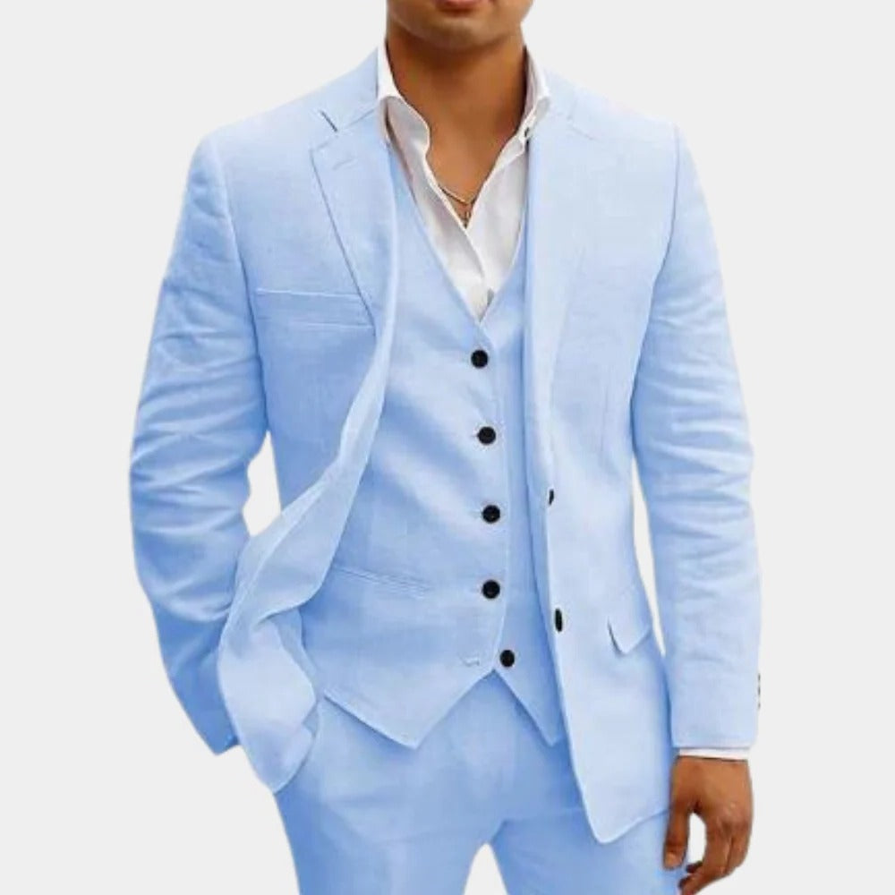Costume Homme Trois Pièces Léger Été Pour Mariages Fêtes Plage Veste Gilet Pantalon