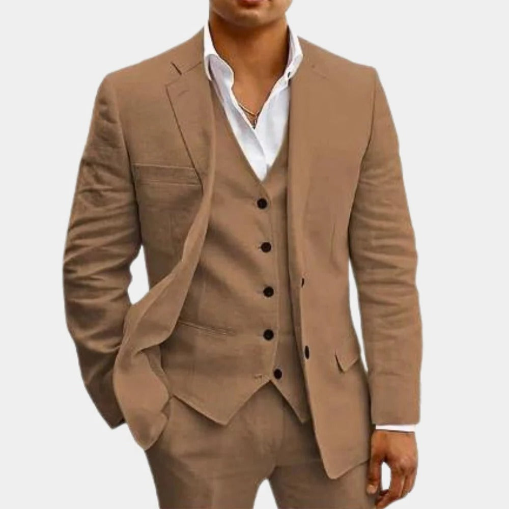 Costume Homme Trois Pièces Léger Été Pour Mariages Fêtes Plage Veste Gilet Pantalon