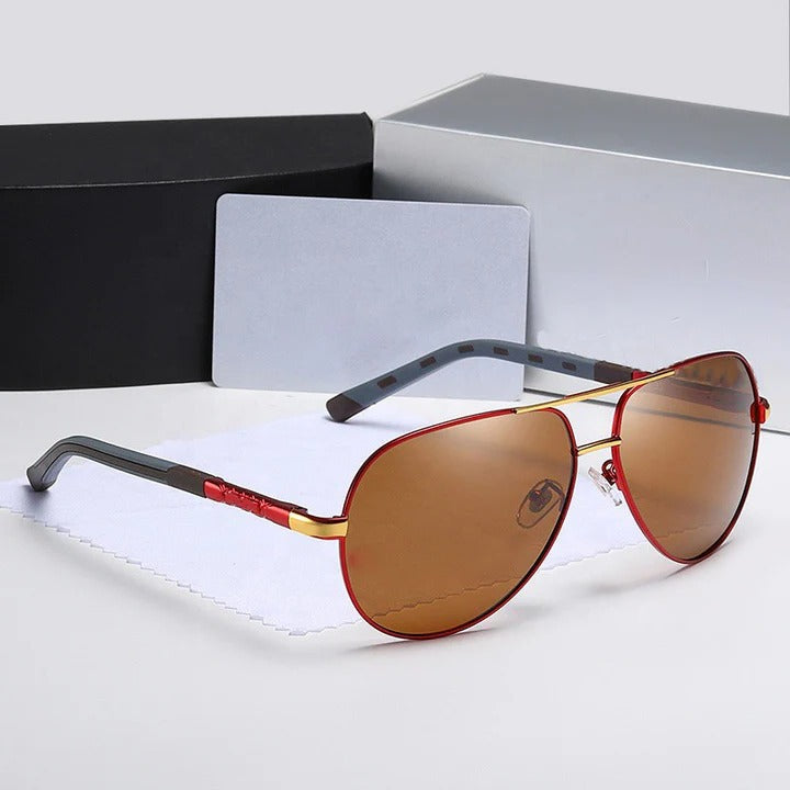 Lunettes Aviateur Polarisées Pour Hommes En Cadre Acier Inoxydable Verres À Haute Clarté Pour Plein Air
