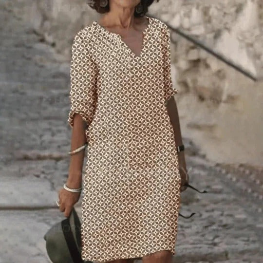 Robe Femme Amawinc Légère Été Robe Midi Confortable À Encolure Ronde Large Pour Tous Les Jours