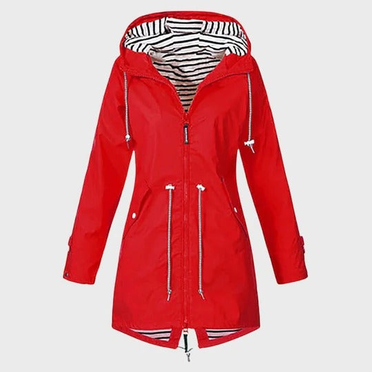 Veste Imperméable Longue Pour Femme Avec Capuche Étanche Protection Contre La Pluie