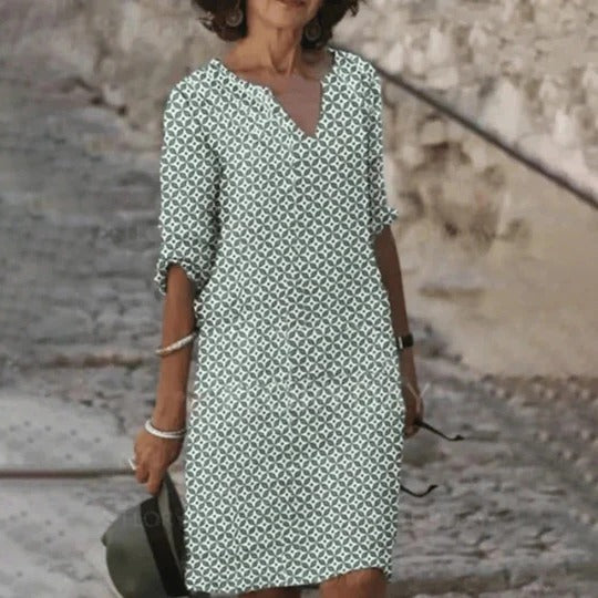 Robe Femme Amawinc Légère Été Robe Midi Confortable À Encolure Ronde Large Pour Tous Les Jours