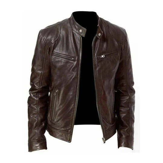 Veste En Cuir Pour Homme Amawinc Avec Fermeture Éclair Frontale Coupe Structurée Pour Toutes Les Saisons