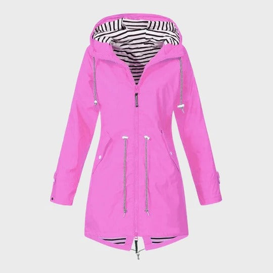 Veste Imperméable Longue Pour Femme Avec Capuche Étanche Protection Contre La Pluie