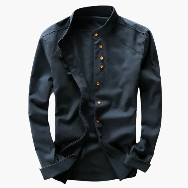 Chemise Homme Col Montant Légère Respirante Confort Pour Travail Voyage Et Usage Quotidien
