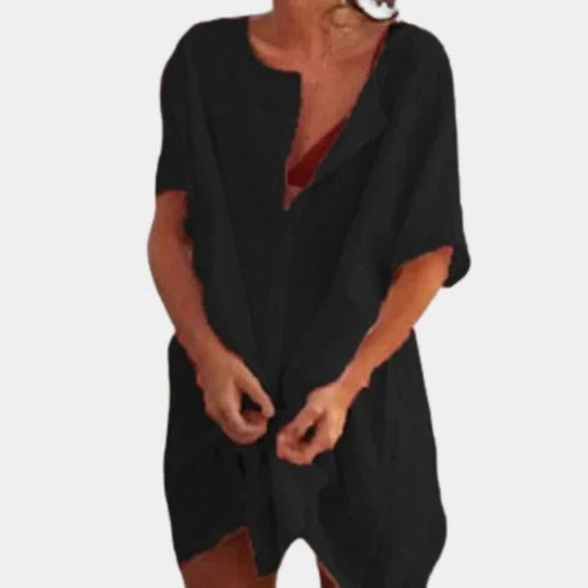 Robe D'Été Légère Pour Femmes Longueur Genou Avec Boutons Frontaux Par Amawinc Polyvalente