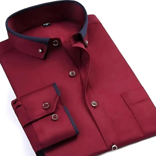 Chemise Homme Manches Longues Amawinc Silhouette Épurée Polyvalente Pour Quotidien Du Décontracté Au Habillé