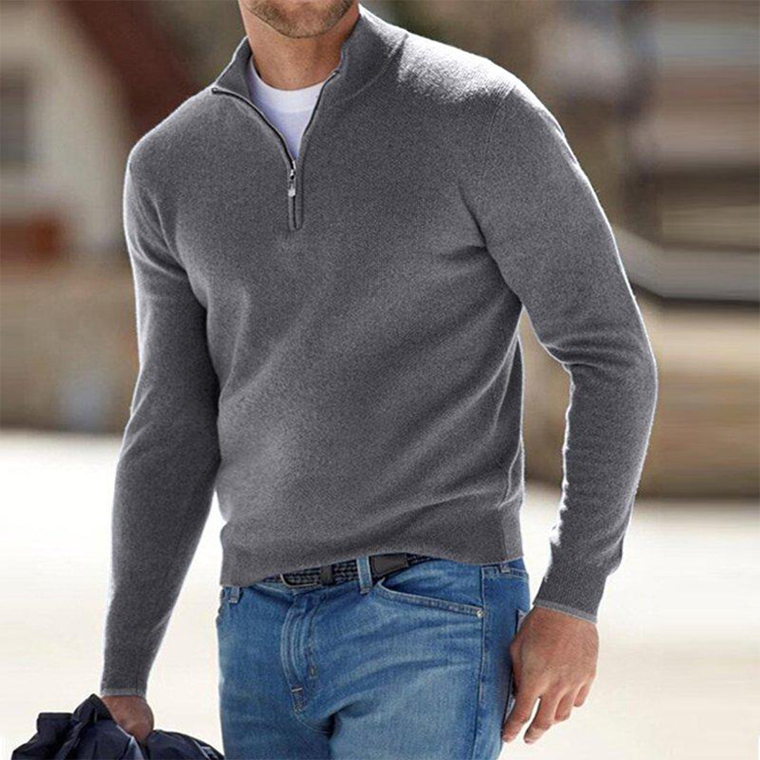 Pull Homme Amawinc D’Hiver Demi Zip Chaleureux Pour Superposition Décontractée Et Sophistiquée