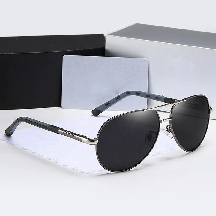 Lunettes Aviateur Polarisées Pour Hommes En Cadre Acier Inoxydable Verres À Haute Clarté Pour Plein Air